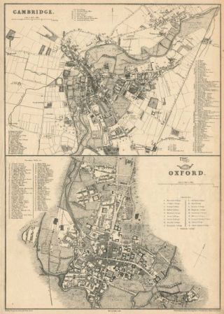 Oxford & Cambridge.  Town/city Plan By Jw Lowry For The Dispatch Atlas 1863 Map