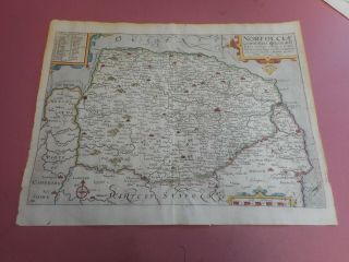 100 Norfolk Map By Saxton Kip C1637 Scarce Hand Coloured Vgc