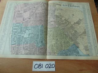 19th Century 1889 Antique Bacon Map Plan Of Liverpool 80