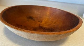 12 1/2 " X 6 " Antique Primitive Hand Hewn Carved Medium Wooden Dough Bread Bowl