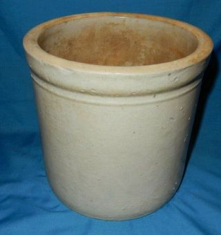 Vintage Primitive Antique 1 Gallon,  Stoneware Crock 5 Quarts Off White 7 7/8 "