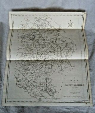 Large Georgian 1805 Copper Plate County Map Bedfordshire By John Cary