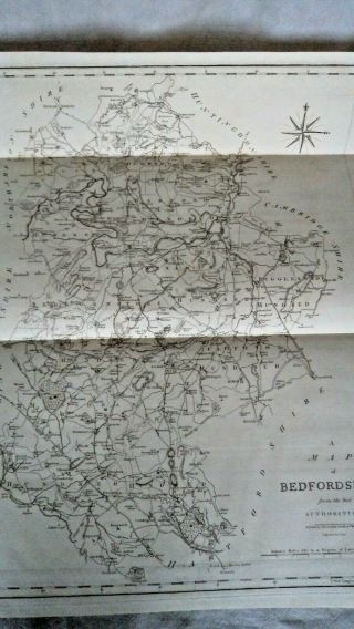 LARGE GEORGIAN 1805 COPPER PLATE COUNTY MAP BEDFORDSHIRE BY JOHN CARY 2