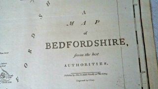 LARGE GEORGIAN 1805 COPPER PLATE COUNTY MAP BEDFORDSHIRE BY JOHN CARY 3