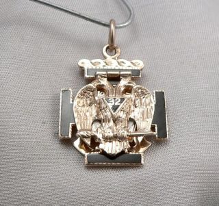 Vintage Masonic 32nd Degree Double Eagle 10k Gold Enamel Pendant Fob Charm 7.  3g