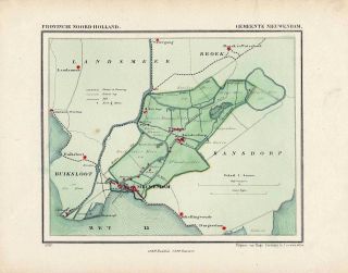 Antique Map - Netherlands - Town Plan - Nieuwendam - Noord Holland - Kuyper - Kuijper - 1865