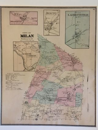 Town Of Milan,  Dutchess County,  Ny 1867 Lithograph By F.  W.  Beers