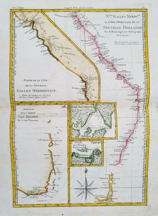 1787 BONNE & DESMAREST - rare map: SOUTH WALES,  AUSTRALIA,  VAN DIEMEN ' S LAND 2