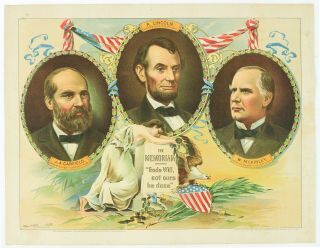 1901 Abraham Lincoln James Garfield William Mckinley Presidents 17x22 Lithograph
