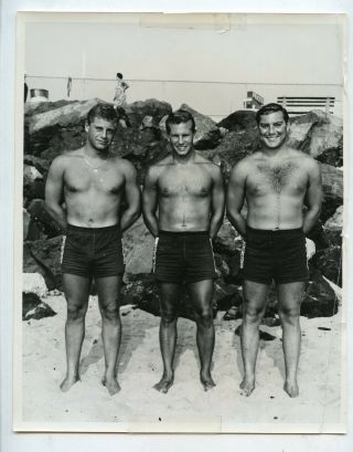25 Vintage Photo 8 X 10 Beefcake Swimsuit Lifeguard At Beach Snapshot Gay