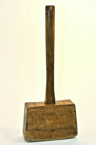 Antique Wooden Mallet Hammer Primitive Carpenter Tool Woodworking J.  M.  Engstrom