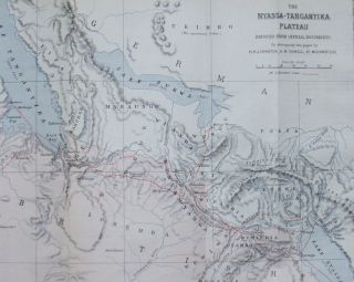 1890 - British Central Africa - Harry Johnston Nyasaland Tanganyika Malawi,  Map