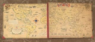 Rare 1939 Pre - Wwii Scrapbook/the World United Map By Ernest Dudley Chase