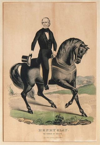 1844 Henry Clay Presidential Campaign Banner By Currier & Ives Lithograph Print