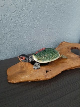 Carl Christiansen Indian - Roofed Turtle Decoy Fish Lure Folk Art Wood Carving