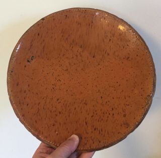 Antique American Redware Pottery Plate Folk Art Charger Platter 19th Century