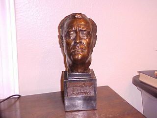 Vintage 1934 Bronze Bust Statue Fdr Franklin Roosevelt By Jo Davidson 1883 - 1952