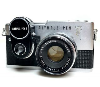 Vintage Olympus - Pen F 35mm Camera W Case & Zuiko 1:1,  8 F=38mm Lens