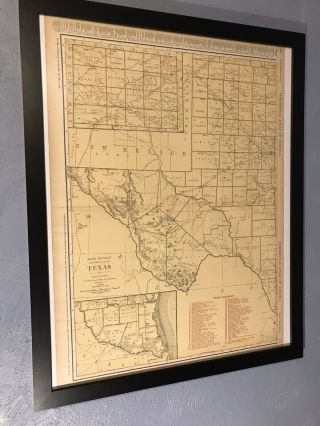 West Texas 1924 Antique Map Rand Mcnally Railroad County Commercial Atlas Us