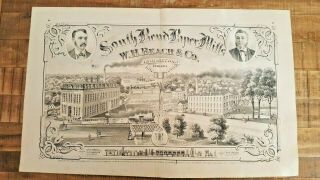 Antique Engraving 1875 - South Bend Paper Mills - St.  Joseph County,  Indiana