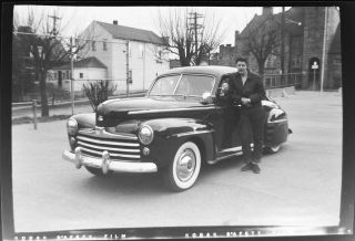 Vtg 1950 Photo Film Negative Mild Custom Hot Rod Ford Coupe Skirts Rockabilly 1
