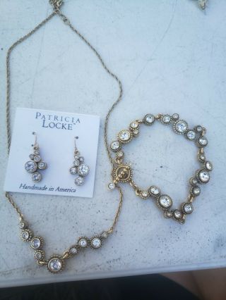 Vintage Signed Patricia Locke Necklace,  Bracelet Earrings Set