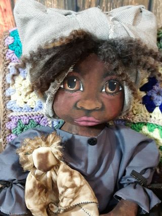 Primitive Country Black Folk Art Doll 20 Inches