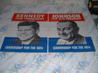 1960 John F Kennedy & Lyndon B Johnson Large Campaign Posters