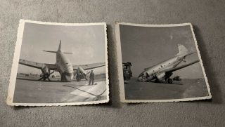 2 Vintage Military Photographs Air Force Plane Black & White Crashed
