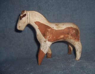 Antique Wooden Carved Primitive Folk Art Native American Indian Paint Horse Pony