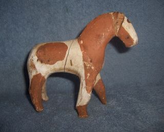 Antique Wooden Carved Primitive Folk Art Native American Indian Paint Horse Pony 2