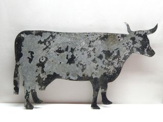 Great Antique 19th C.  Primitive Folk Art Tole Cow / Bull Weather Vane