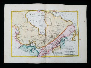 1787 Bonne & Desmarest - Rare Map Of North America,  Canada,  Quebec,  Great Lakes