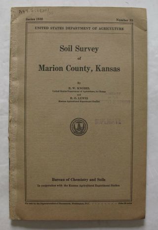 Folded Color Soil Survey Map Marion County Kansas Florence Peabody Hillsboro