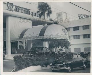 1949 Press Photo Entrance Martinique Hotel Canopy Awning 1940s Miami Florida