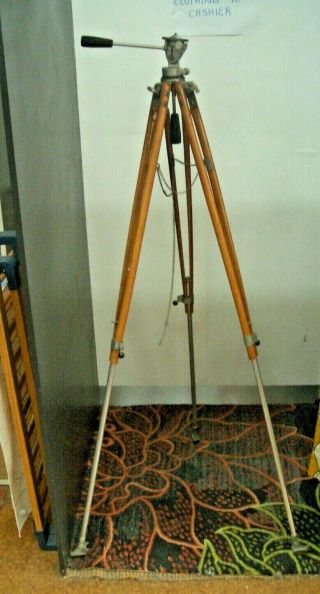 Vintage Paillard Bolex Camera Tripod Wooden Legs.  Swiss Made - Charity.