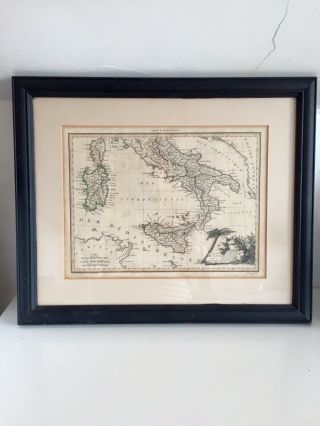Antique Framed Map Of Italy,  Engraving By J B Tardieu After Giraldon