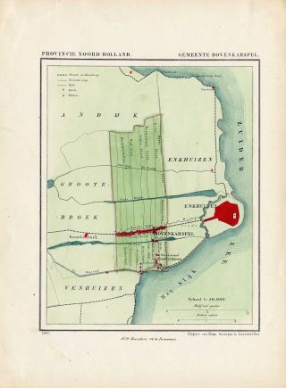 Antique Map - Netherlands - Town Plan - Bovenkarspel - Noord Holland - Kuyper - 1865