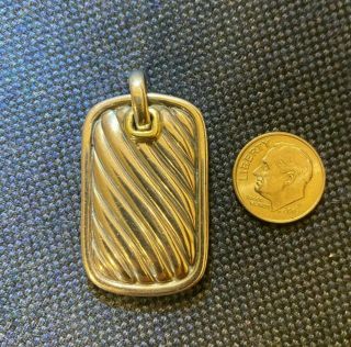 Authentic David Yurman Vintage Sterling Silver/14k Gold Cable Dog Tag.  925