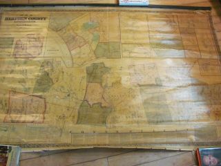 Antique Large Henry F.  Walling 1855 Map Of Hampden County,  Massachusetts.
