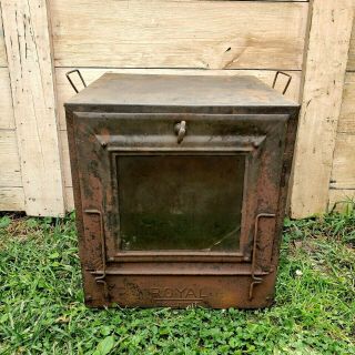 Antique Vintage Primitive Royal Glass Door Camp Oven Stove Rustic Army Military