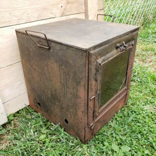 Antique Vintage Primitive Royal Glass Door Camp Oven Stove Rustic Army Military 3