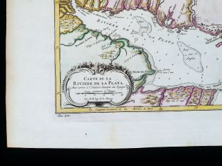 1747 BELLIN - rare map SOUTH AMERICA,  LA PLATA,  ARGENTINA,  BUENOS AIRES,  URUGAY 3