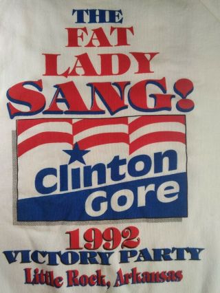 Clinton Gore Victory Party Vtg 1992 Sweatshirt Sz Xl Rare Vhtf Fat Lady Sang