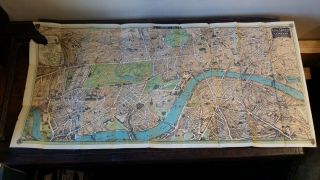 1912 Antique Map Pictorial Plan Of London Ned The Donkey & Sloth Bears To The Us