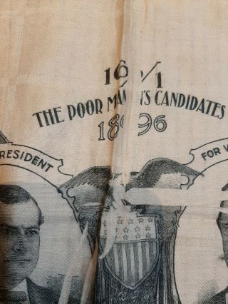 Antique 1896 William J.  Bryan Presidential Campaign Banner /Bandanna /Kerchief 2