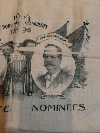 Antique 1896 William J.  Bryan Presidential Campaign Banner /Bandanna /Kerchief 5