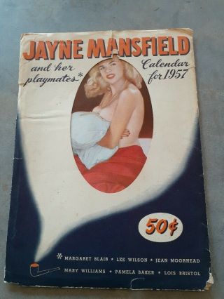 Vintage 1957 Jayne Mansfield Pinup Calendar W/sleeve And 1959 Playboy Calendar