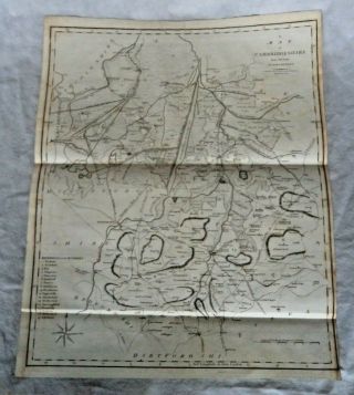 Large Georgian 1805 Copper Plate County Map Cambridgeshire By John Cary