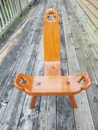 Primitive Vtg Folk Art 3 - Leg Mortise & Tenon Wood Birthing Chair/milking Stool